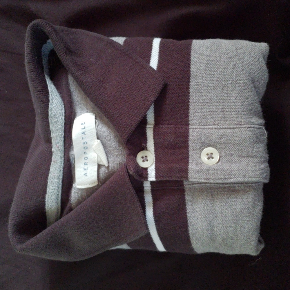 Aéropostale black,white,gray polo shirt boys medium